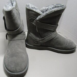 Lamo Vanessa women Suede Faux Fur Lining Pull On Mid Calf Boot Gray size 11